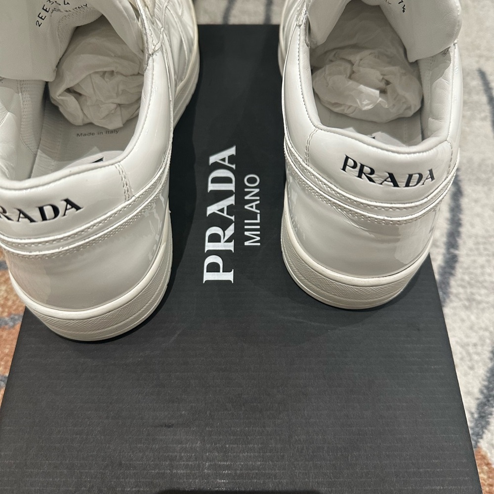 Prada Men’s Vernice Patent Leather Low-Top Sneakers - Picture 9 of 13